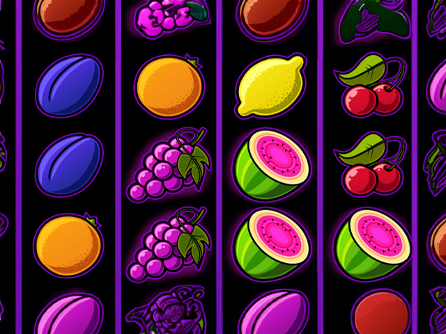 Símbolos de frutas en una tragamonedas